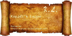 Kopják Lajos névjegykártya